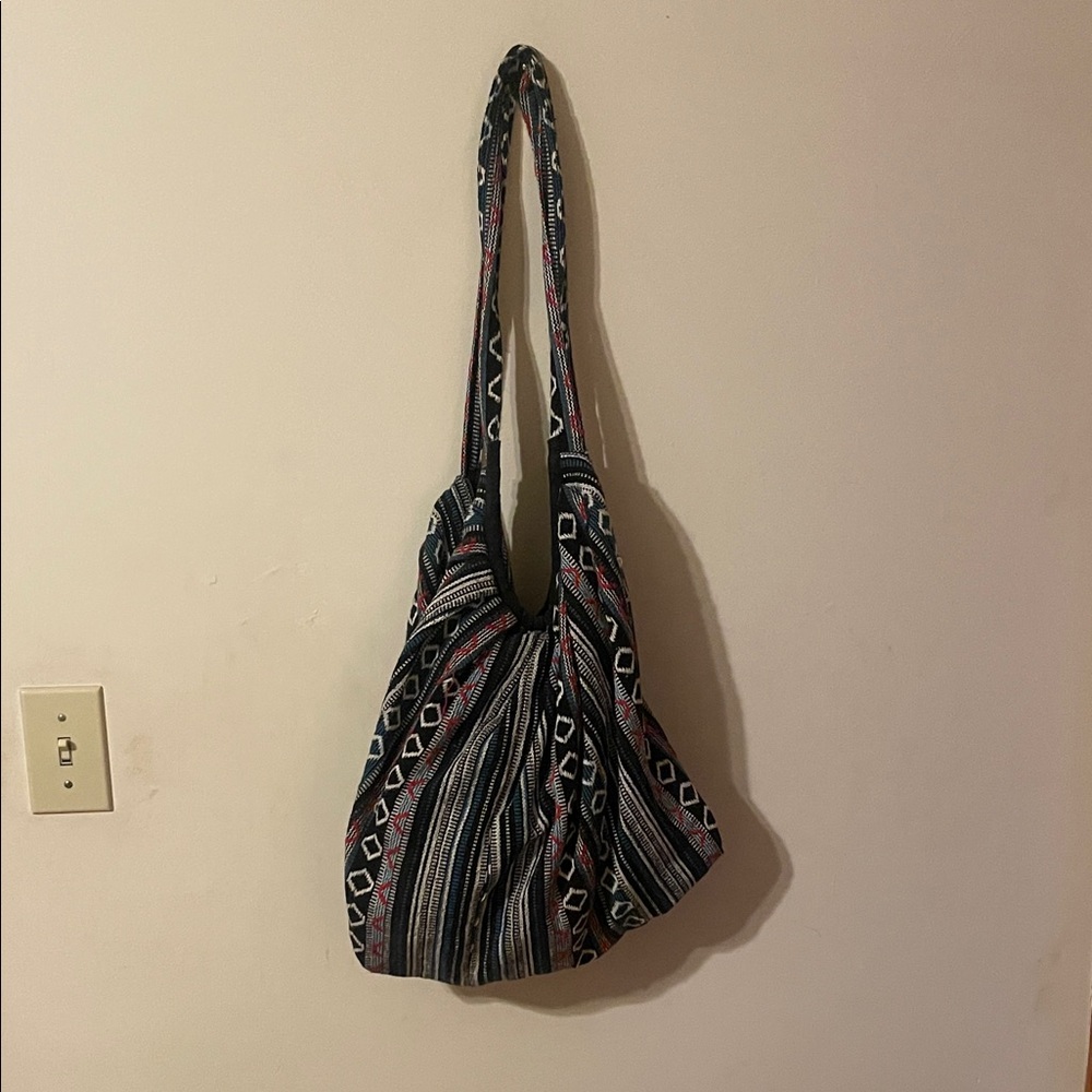 Boho Striped Shoulder Bag in Black and Multicolor